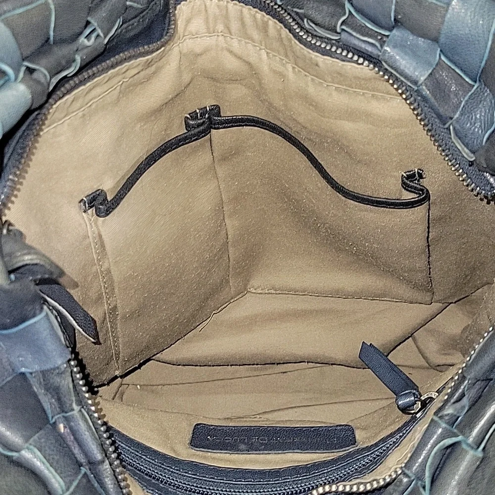 Monserat de Lucca for Anthropologie Blue Woven Leather Tote Bag